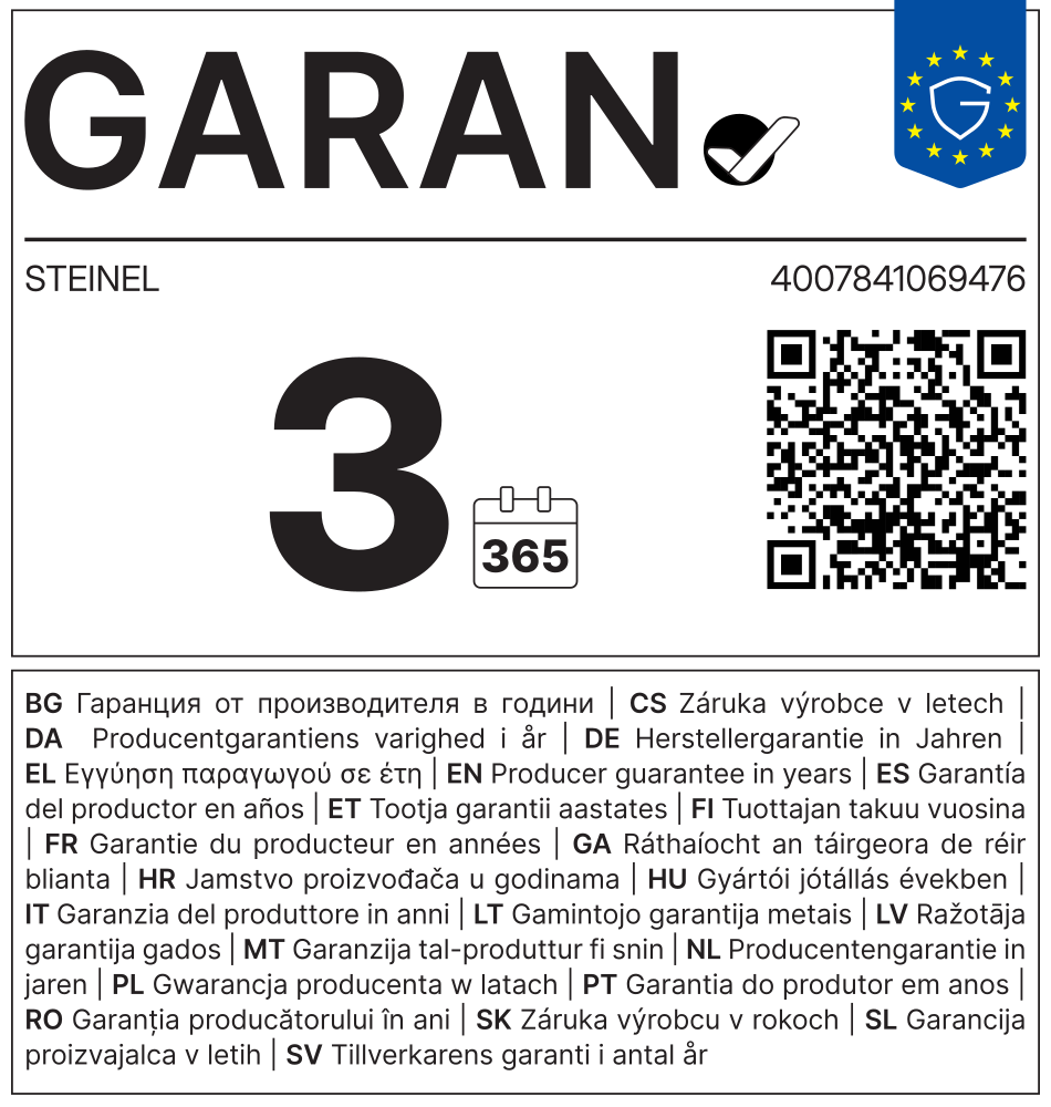 GARAN Garantielabel für GL 65 S mit Bewegungsmelder